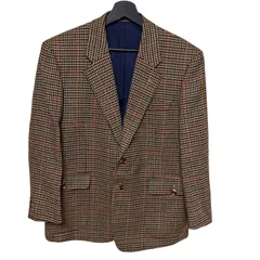  SAVOIA（サボイア）セミオーダージャケット ガンクラブチェック クラシック ジャケパンスタイル ヴィンテージ 古着 肩パッド【Z1776】