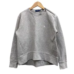 ポロ ラルフローレン POLO RALPH LAUREN 長袖スウェットシャツ 肩ジッパー ショート丈 グレー サイズS 