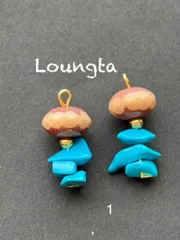 4206ターコイズピアス チェコビーズピアス 樹脂ピアス