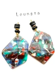 4216個性派ピア大ぶりピアス 樹脂ピアス