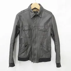 テットオム TETE HOMME ジャケット レザージャケット ライダースジャケット 2WAY スペアカラー ジップアップ 比翼 羊革 茶 ブラウン 6のサムネイル