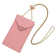 美品 PRADA プラダ サフィアーノレザー チェーンショルダーバッグ ポシェット 1BP050 ピンク レディース 古着 中古 USED