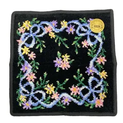 FEILER(フェイラー) 小物美品  - 黒×ブルー×マルチ ハンドタオル/花柄