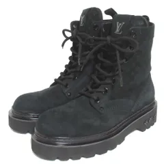 美品 LOUIS VUITTON ルイヴィトン LVレンジャー レースアップ ショートブーツ サイズ7.5 26.5cm相当 ブラック メンズ 古着 中古 USED