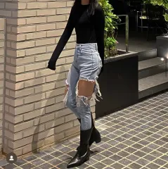 ダメージデニム レディース デニム S