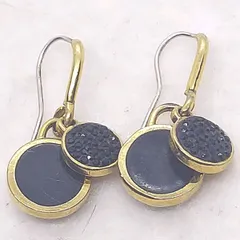 マークジェイコブス ピアス 石抜けあり ゴールド×ブラック 2連 サークル MARC JACOBS アクセサリー ブランド刻印 【L131】