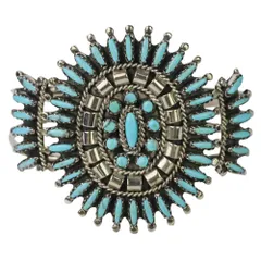 美品 Harpo ハルポ N&R NEZ ロンハーマン取り扱い ターコイズフラワー バングル ブレスレット スターリングシルバー ブルー レディース 古着 中古 USED