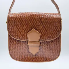 YVES SAINT LAURENT（イヴ・サンローラン）ヴィンテージ イントレチャート ショルダーバッグ ブラウン レザー