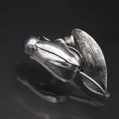 M770 淡水真珠 SILVER925刻印 イヤリング 片耳のみ フラワー デザイン シルバー ヴィンテージ 6月誕生石