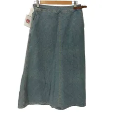 ローレンジーンズカンパニー LAUREN JEANS COMPANY 90-00S 旧タグ サイドレザー ベルト デニム ロング スカート レディース  8P