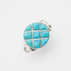 Q034 ターコイズ風 イヤリング 片耳のみ デザイン シルバー ヴィンテージ