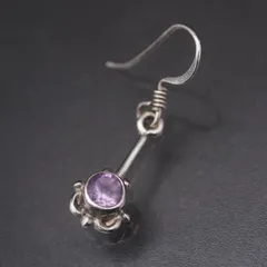 M802 アメジスト 925刻印 ピアス 片耳のみ スウィング デザイン シルバー ヴィンテージ 2月誕生石