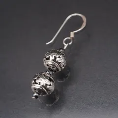 M848 ヴィンテージ 925刻印 ピアス 片耳のみ フラワー ボール スウィング デザイン シルバー