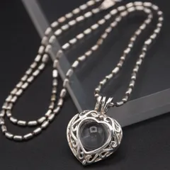 Q261 水晶 925刻印 ペンダント ネックレス ハート デザイン シルバー