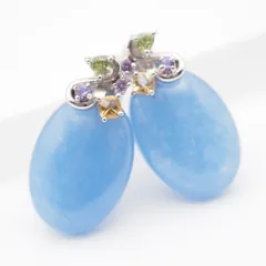 Q307 ブルーストーン SILVER925刻印 イヤリング シトリン ペリドット アメジスト デザイン シルバー 2月 8月 11月誕生石