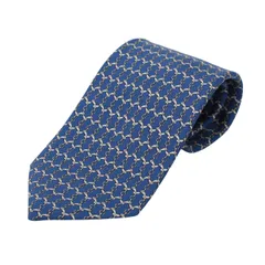 HERMES エルメス チェーン柄 ネクタイ シルク ネイビー【中古】 メンズ