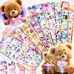 【人気のキャラクター】6枚 アニマル パンダ うさぎ ぷくぷくシール おしりシール 立体シール 耐久性あり 再利用可能 お尻シール デコレーションシール 平成女児 シール DIY 手作りデコ スマホケース 手帳デコ スマホデコ 水筒 手帳  ご褒美シール