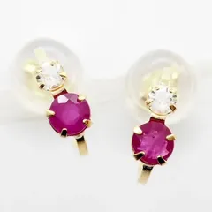 K18YG ルビー＆ホワイトトパーズ ピアス