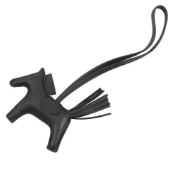 エルメス バッグチャーム ロデオ PM ブラック ラムスキン U刻印 黒