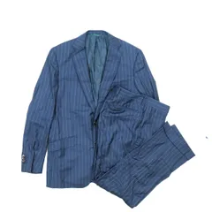 ロロピアーナ Loro Piana ストライプ スーツ セットアップ テーラードジャケット ストレートパンツ シングル 2B ネイビー メンズ ▲C7 