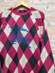 BURBERRY BLACK LABEL アーガイル柄 騎士ロゴ ニット size2