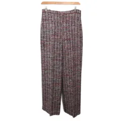 セオリー Theory 美品 ツイードパンツ スラックス ワイド ストレート 2 赤 レッド 紺  ネイビー マルチカラー 01-0106404-894-702