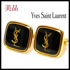 イヴサンローラン  カフリンクス  カフス  ブランド  ブラック×ゴールド  黒 金  ysl  ビジネス  美品  Yves Saint Laurent