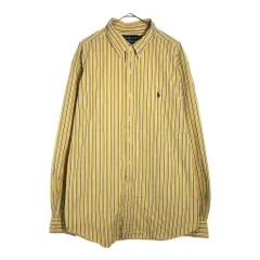 Polo by Ralph Lauren ポロ ラルフローレン ボタンダウン 長袖シャツ ストライプ イエロー(メンズ XXL)中古 古着 X4312