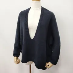 SLOBE IENA ファインウールVネックプルオーバー 定価11000円 セーター ニット 23AW ネイビー レディース スローブイエナ【中古】6-0126T♪