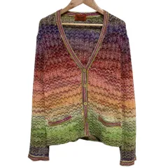 美品 MISSONI ミッソーニ シェブロンボーダー グラデーションニット カーディガン サイズ1 マルチカラー レディース 古着 中古 USED 美品 MISSONI ミッソーニ シェブロンボーダー グラデーションニット