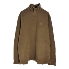 Polo by Ralph Lauren ポロ ラルフローレン ハーフジップ コットンセーター ブラウン(メンズ L)中古 古着 X4309
