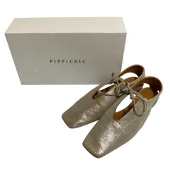 美品 PIPPICHIC ピッピシック パリゴ別注 アンバーココ フラットシューズ サイズ38 24cm相当 シルバーカラー レディース 古着 中古 USED