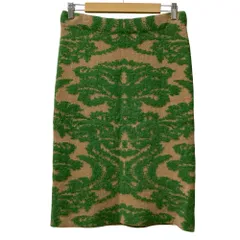 美品 21AW DRIES VAN NOTEN ドリスヴァンノッテン アルパカブレンドジャガード ニットスカート サイズS グリーン レディース 古着 中古 USED