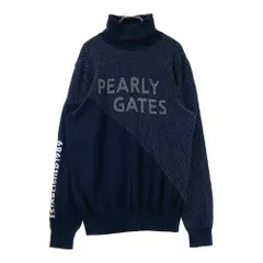 サイズ：6 PEARLY GATES パーリーゲイツ 2024年モデル タートルネック ニット セーター ドット 総柄 ネイビー系 [240101617655] ゴルフウェア メンズ ストスト