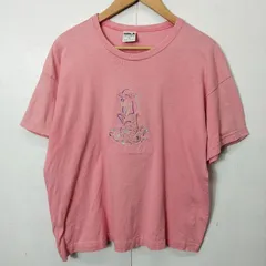 HRLA  LOS ANGELES Tシャツ 半袖 SINGAPORE マーライオン 刺繍 ラメ糸 コットン USA製 古着 ヴィンテージ 90S ピンク系 M B180