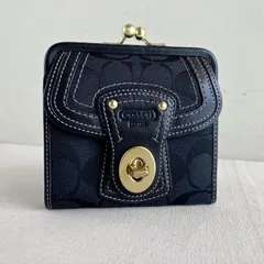 Coach 65th Legacy Multi Wallet Black Signature Leather kisslock Turnlock Y2K
