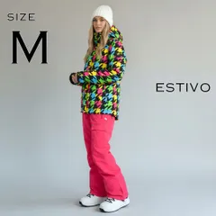 ESTIVOエスティボ マルチカラー千鳥格子柄 スキーウェア スノーボードウェア 上下セットアップ (S/M) ピンク【古着】【中古】【送料無料】