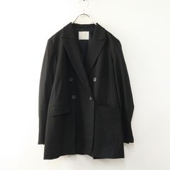 プルミエアロンディスモン 麻×レーヨン ダブルジャケット 38 黒 NALYA