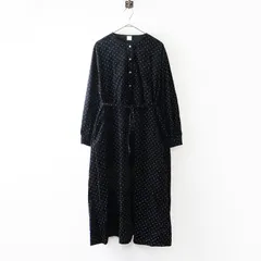 2023AW かぐれ kagure ドットコーデュロイワンピース F｜ブラック ドレス コールテン ノーカラー 前開き 長袖【2400014775341】