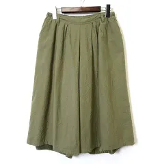 クラウドナイン cloudnine パンツ ガウチョパンツ ワイド タック コットン M-L カーキ