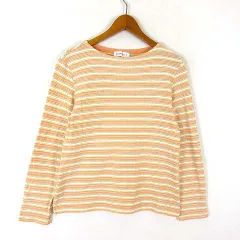 シンプルライフ SIMPLELIFE トップス カットソー マルチ ボーダー柄 コットン 長袖 M オレンジ マルチカラー