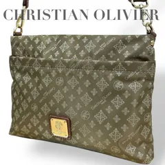 ☆★美品★CHRISTIAN OLIVIER クリスチャンオリビエ★ショルダーバッグ　斜め掛け　ナイロン　カーキ　総柄　ロゴ★♯2150