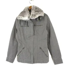 ミッシュマッシュ MISCH MASCH デニムジャケット 中綿 ラビットファー襟 スタンドカラー ジップアップ M グレー