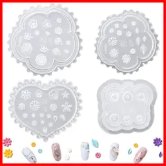 【新着商品】装飾 工芸品 樹脂 レジン ネイルツール ハンドメイド DIY ジェルネイル 抜き型 素材 ネイル 立体 花 再利用可能 リーフ 4個セット シリコンモールド サムコス