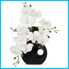 【在庫処分】枯れない花 胡蝶蘭 仏花 お供え お盆 新築祝い インテリア 開店祝い 新年 クリスマス アートフラワー 母の日 誕生日 店 卓上 造花 おしゃれ (白い1点・陶器 40CM)