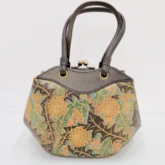 和柄 がま口 ハンドバッグ 和装バッグ 着物 レトロ 花柄 小紋 和モダン 箱付き