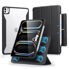 【在庫セール】ESR iPad Pro 11インチ ケース（M5/M4、2025/2024）専用 Pencilホルダー付き 取り外し可能マグネットカバー 縦置き/横置きスタンド Pencil Pro/USB-C対応 Rebound 360シリーズ ブラック