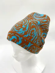 美品 Oriens JOURNAL STANDARD ジャーナルスタンダード okum beanie ビーニー ニット帽 sizeF/茶×水色 ■■レディース