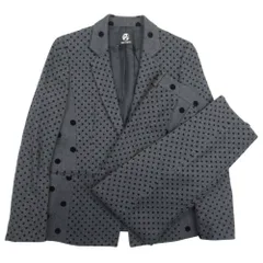 美品 PS Paul Smith ポールスミス フロッキードット パンツスーツ テーラードジャケット スラックス セットアップ 38 グレー レディース 古着 中古 USED