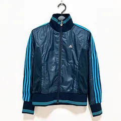 adidas アディダス トラックジャケット ナイロンジャケット ジャージ 3ライン ロゴ刺繍 レディース S ネイビー 水色 ラメ Y2K 平成ギャル ウィッシュコア グランジ 韓国系 ゴープコア goa Archive 00s